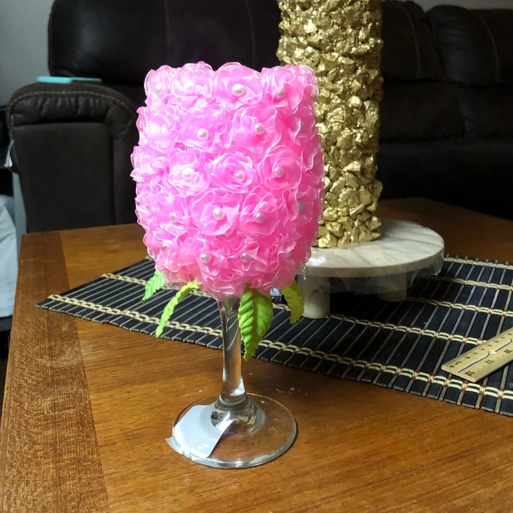 Light Blue / Pink Small Roses Lanterns